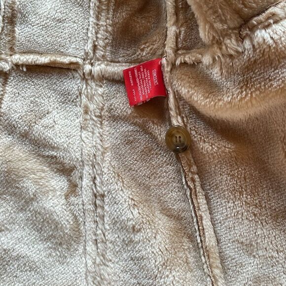 Vintage Oscar de la renta tan suede faux leather faux fur sherpa  button jacket - Picture 10 of 13